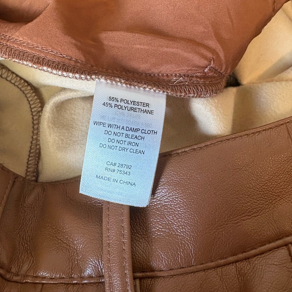 Rachel Zoe Tan Wide-Leg Faux Leather Pants Size 2 - Picture 6 of 6